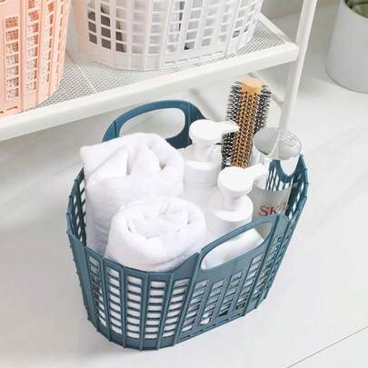 1/2 peças cesta de chuveiro portátil, cesta dobrável de mão, cesta de armazenamento de brinquedos, cesta de armazenamento de roupas, cesta de armazenamento de banheiro, cesta de roupas sujas