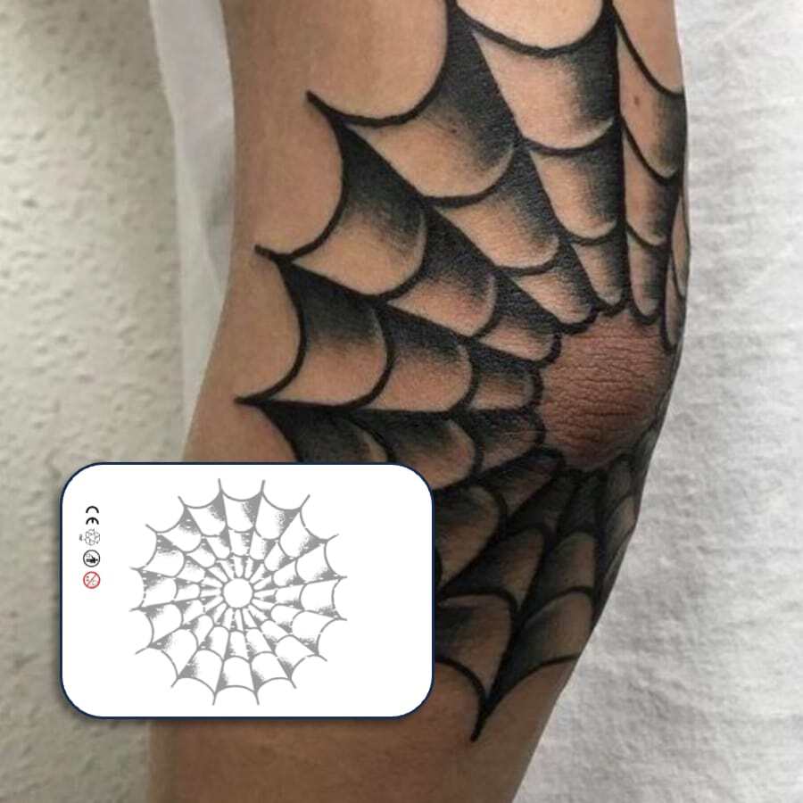 1 Kit Revolutionary Technology Tattoos, Semi-Permanent Tattoos, Spiderweb, Spider Web, Elbow, Temporary Tattoos, Long Lasting, Fake Tattoos, Water-Resistant, Authentic Tattoo Look, Plant-Based, Tattoo, SH127