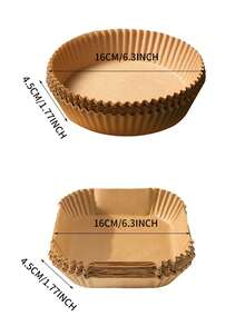 100 piezas Plato de papel especial para freidora de aire, almohadilla de papel absorbente de aceite para el hogar, resistente a 230° sin quemarse ni romperse, sin miedo al aire caliente para freír alimentos, hornear en el horno, papel de silicona para hornear - Multicolor - Ver 5