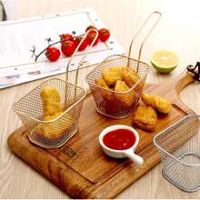 1PC Chips Square Mesh Frying Basket Stainless Steel French Fry Chips Net Strainer Kitchen Cooking Oil Filter - 1 - View 3