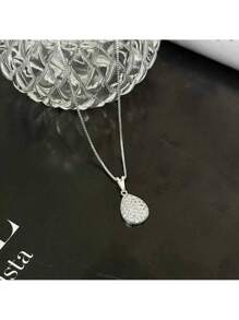Studded Drop Necklace 925 Silver Plated - 銀色 - 查看 2