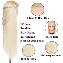 Mannequin Head With Hairdresser Cosmetology Mannequin Manikin Training Practice Styling 26inch Blonde Doll Head - Gold - View 3