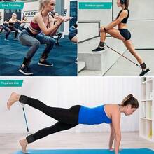 1 套带脚带的脚踝阻力带、腿部弹力训练带，用于臀部、臀部和大腿锻炼 - 黑色 - 查看 6