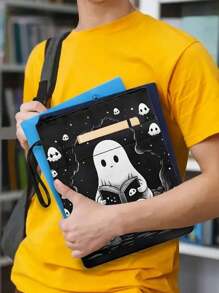 Halloweengeist-Motiv Buchschutzhülle mit Reißverschluss - süßer Gothic-Stil, waschbarer Polyesterstoff - perfekt für Taschenbücher, Buchliebhaber, Mitschüler, Lehrer - perfektes Halloween-Geschenk Schulanfang, Schulmaterial - Verschiedenfarbig - Übersicht 6