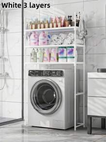 1pc Multi-Layer Reinforced Shelving Unit Toilet Washing Machine Storage Rack, Floor-Standing, Bathroom Toilet Above Washing Machine, No-Drill, Upgraded Version - Multicolor - View 6