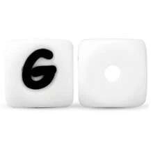 10 pezzi/26 pezzi Perline in silicone da 12 mm con base bianca e lettere nere per realizzare bracciali, portachiavi fai-da-te e per la creazione di gioielli