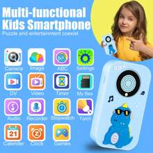 Juguete de teléfono inteligente para niños, regalos para niños y niñas de 3 a 10+ años, juguetes para Navidad y cumpleaños, teléfono de juguete con pantalla de 2.4", cámara dual, juegos, reloj despertador, luces intermitentes y reproductor de música