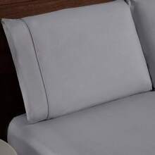 Double Bed Linen Sheet Set Standard 3 Pieces Palito Stitch Micropercal 400 Thread Count Pelletized - 灰色 - 查看 2