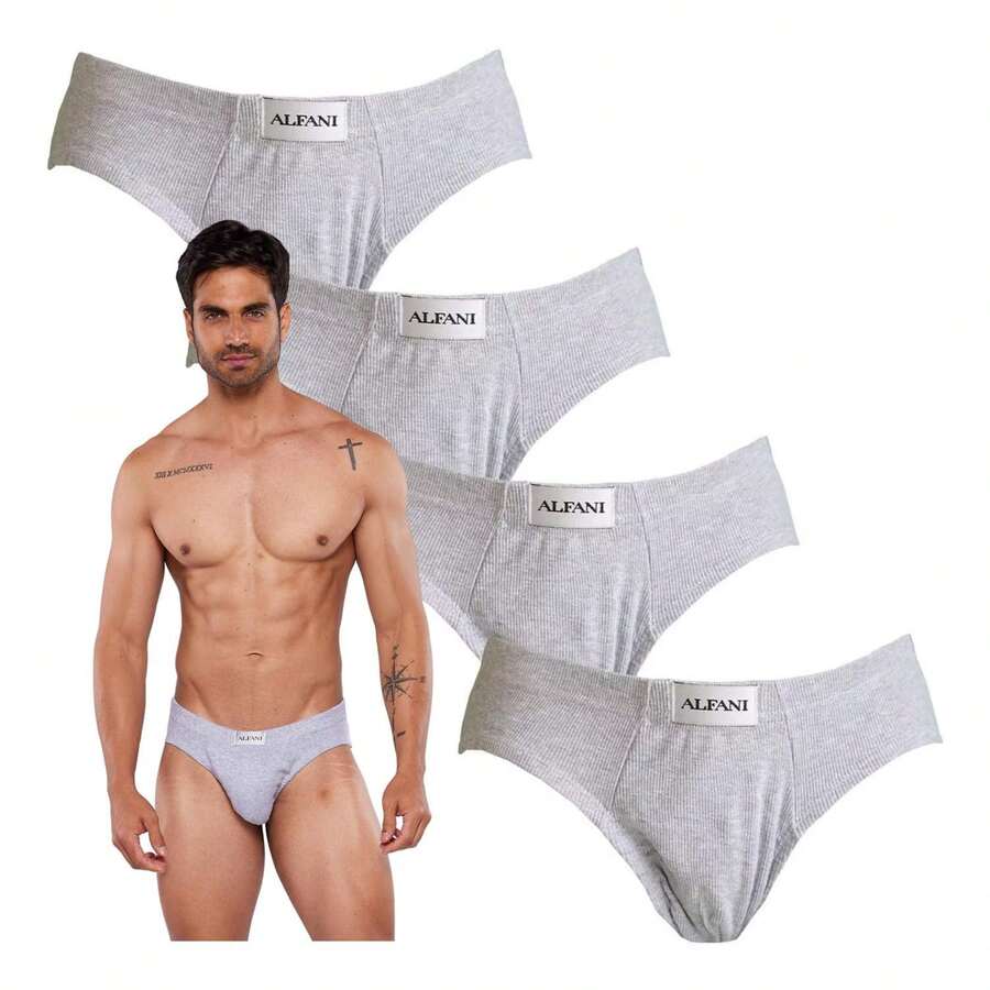 Paquete de 4 Calzoncillos para Hombre 100% Algodon Premium Suave, Comodo, Fresco - Alfani - Gris - Ver 1