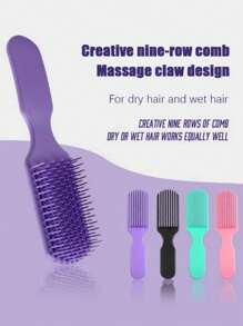 1 pieza Peine púrpura desenredante para cabello rizado, cepillo de masaje para cabello seco y húmedo, peine de nueve dientes para cabello largo, desenredante natural para cabello rizado, liso, húmedo, cepillo de masaje de dientes anchos, cepillo de cabello, peine, herramientas para el cabello, productos y accesorios para el cabello para peluquería, salón de belleza, vuelta al colegio, artículos esenciales de viaje, accesorios para el cabello, cepillos, cepillo desenredante, herramientas para el cabello, cosas para el cabello, cuidado del cabello, cepillo para cabello rizado, peluquero, equipo de peluquería, peinado, cepillo de cabello, cepillo para alisar, cepillo de peinado, cepillo para cabello rizado, cepillo de bordes, peine de cabello, cepillar el cabello, juego de cepillos de cabello, peinar el cabello, peine para rizos, cepillo desenredante, cepillo de cabello para mujeres, cabello, viaje, productos para el cabello, herramientas para el cabello, cosas para el cabello, peluquero, - Morado - Ver 4