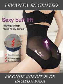 Panties moldeadoras, con faja reductora de cintura con control doble para barriga, con levanta glúteos y cierre de ganchos ajustables - Negro - Ver 2