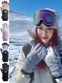 Gants de ski d'hiver femme, doublure thermique, épais, écran tactile, coupe-vent, imperméable, gants chauds pour le cyclisme et les activités de neige