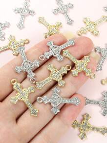 10 chiếc mặt dây chuyền hình trái tim thanh lịch tinh tế, mặt dây chuyền hợp kim đính đá lấp lánh dùng làm đồ trang sức thời trang DIY, vòng cổ, khuyên tai, móc khóa và đồ trang trí quần áo, đồ trang sức thủ công cho nam và nữ theo đạo Thiên chúa - Hoàn hảo để đeo hàng ngày, làm quà tặng hoặc những dịp đặc biệt - tình yêu chéo - Xem 5