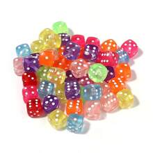 50pcs/Pack Acrylic Square Dice Beads, 8mm Cute Necklace Bracelet Phone Charm DIY Craft Accessories