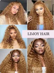 Honey Blonde 4x4 Curly Closure Lace Wig Human Hair 180% Density Pre Plucked With Baby Hair Natural Hairline Lace Frontal Wigs For Women