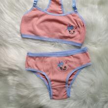 Kit com 2 conjuntinhos de top com calcinha estampa de gatinho para meninas
