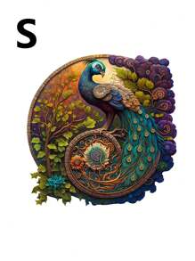 1pc Elegant Wooden Peacock Puzzle, Adult Stress Relief Circular Puzzle, Family Leisure Toy, Christmas, Birthday Gift For Friends, Wooden Puzzle 3d, Wooden Puzzle>Adults Puzzles, Birthday,Puzzle,Puzzles,Wooden Puzzle - Apricot - View 10