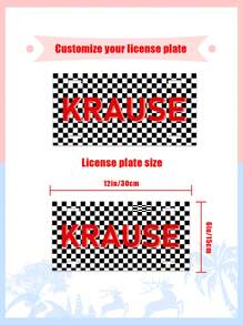 Personalized Car Tag License Plate, Checkered Name Car Tag, Front Car Tag, Custom License Plate, Personalized License Plate, Initial Car Tag Gifts Birthday Graduation