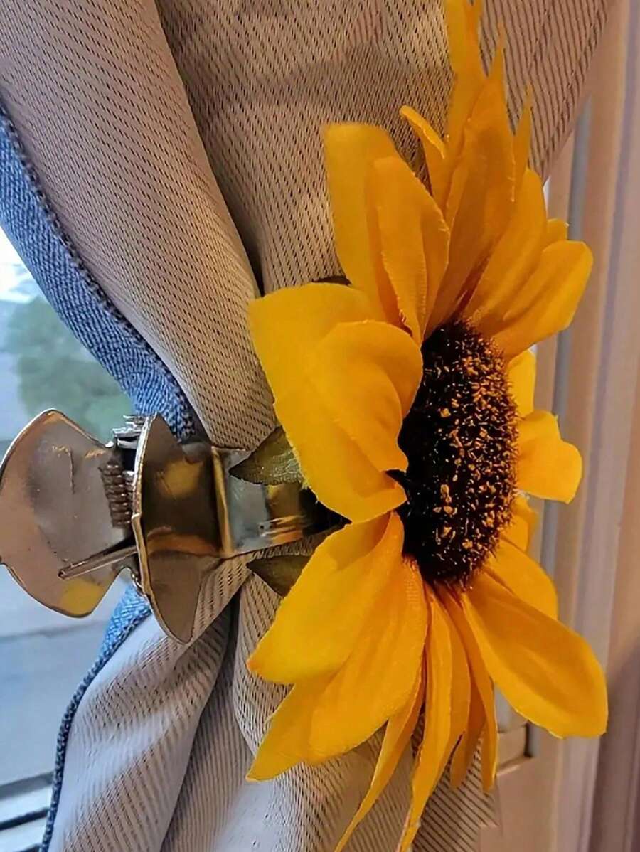 1/2 piezas Accesorios y sujetadores decorativos de cortina de ventana con diseño de girasol - Naranja Quemada - Ver 1