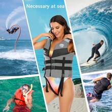 浮力背心成人可调节游泳背心浮力辅助器适用于钓鱼漂流水上运动 88.18-242.51LB，浮力等级 50N - 灰色 - 查看 4