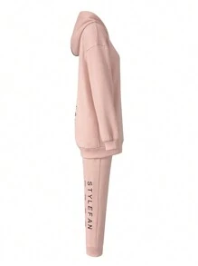 Fashionable Full Zip Front & Back Letter Print Loose Fit Long Women's Tracksuit