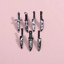 Set de 2 piezas/5 piezas/8 piezas/10 piezas Desbloquea el estilo de película de terror: Adhesivos de cuchillo únicos y personalizados, ¡accesorios sorprendentes! Regalo de Halloween - Multicolor - Ver 2