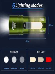 1 件 WARSUN 超亮 LED 手电筒，3000 流明，多功能变焦，耐用，电池续航时间长，3 种灯光模式，IPX4 防水，户外，应急使用 - 彩色 - 查看 2