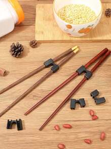 1/3/5/10PCS Beginner Plastic Chopstick Holder, Solid Color Reusable Chopstick Helper, Beginner Training Aid Tool, Suitable For All Ages, Reusable Kitchen Accessories, Help You Master The Use Of Chopsticks, Food Service Tools And Utensils.Christmas Gift - Black - View 2