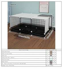 Jaula de conejo de interior con bandeja, espacio grande, villa para mascotas, accesorios de caja de arena para conejos, negro - Multicolor - Ver 9