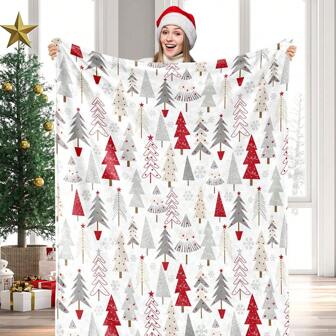 1pc Christmas Tree Pattern Blanket, Christmas Blanket, Fluffy Blanket, High-Definition Digital Printing High-Quality Thick And Warm Throw Blanket, Winter Blanket, Can Be Given As Gifts To Family And Friends, Multi-Purpose Blanket And Leisure Blanket, Suitable For Office, Bed, Sofa, Dormitory Throw, Home, Room Decor