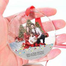 Catygift 定制照片家庭圣诞装饰品 - 个性化玻璃装饰品 - 家庭圣诞礼物、生日礼物、毕业礼物、家居装饰、圣诞装饰、房间装饰 - As Shown - 查看 5