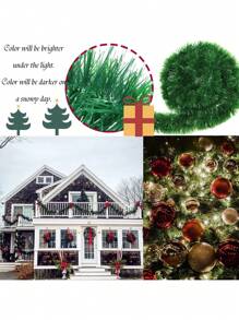 1/4pcs Christmas Tinsel Garland,Shiny Metallic Tinsel Twist Garland,Streamers Ornaments Long Glitter Christmas Tree Hanging Decorations For Party Holiday Wedding Birthday Tree Wall Rail,Christmas - Multicolor - View 5