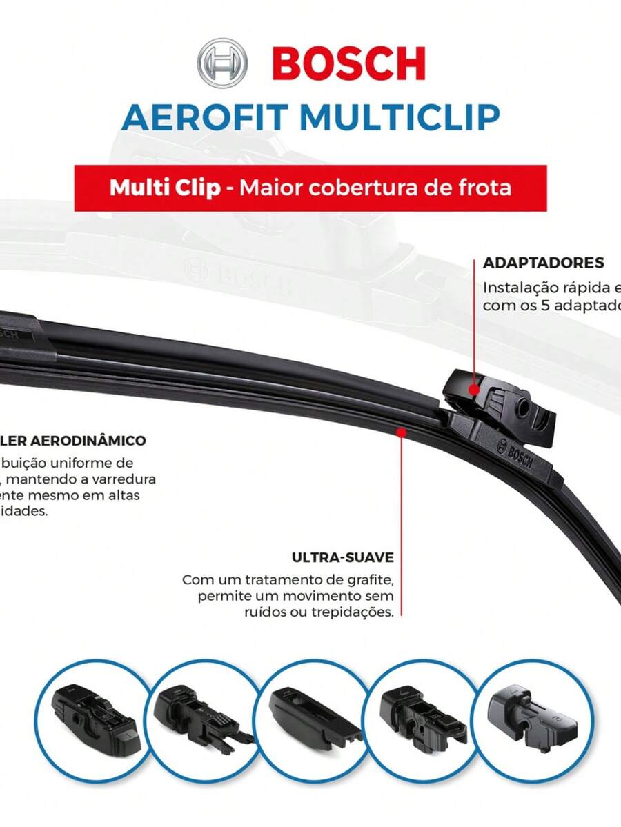 Windshield Wiper Blade Fiat Cronos 2017 To 2024 Bosch Multiclip Moda