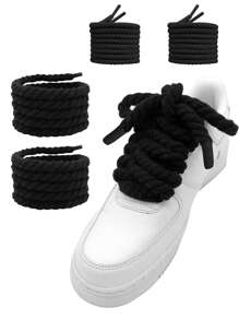 4 Stücke dicke Seil Schnürsenkel, runde, klobige Ersatz-Schnürsenkel für Sneaker (Schwarz) - Schwarz - Übersicht 1