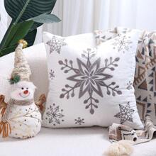 1 件雪花刺繡枕套,柔軟天鵝絨布料,聖誕裝飾,適合沙發客廳,白色 - 白色 - 查看 6