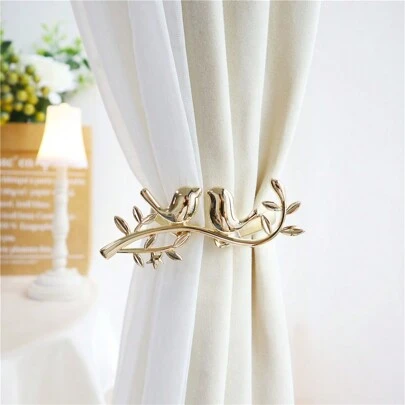 1 件豪华金属树枝和鸟形弹簧窗帘系带装饰