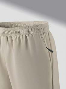 1 pieza Pantalones cortos deportivos casuales para niños preadolescentes, primavera y verano - Caqui - Ver 4