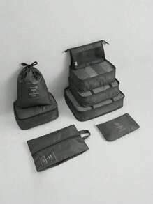 Set organizator de călătorie din 9 piese: pungi portabile de depozitare, geantă de machiaj cu separare uscată și umedă, husă multifuncțională pentru tampon sanitar, organizator modern minimalist, geantă de toaletă cu compartiment pliabil, husă pentru pantofi pentru îmbrăcăminte exterioară, lenjerie de corp, pantofi, bijuterii, paletă de fard de pleoape, pensule de machiaj, ruj, fard de sprâncene, creion, creion, powder. Vibrații - Multicolor - Vizualizare 12