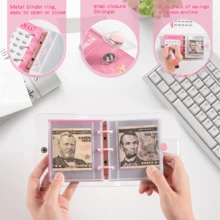 1 Piece Money Saving Challenge Ben Mini Binder Notebook PVC Clear Book Savings Book Kids, Teenagers, Students, Adults, Suitable For Daily, Travel, Fun Christmas Gifts For Travel Storage Bag,Makeup Bag,Cosmetic Bag,Vacation Organizer,Large Capacity Makeup Organizer Makeup Case, For Lipstick, Brush, Skincare, Mobile Phone, Coin, Small Items, For Home,Gift,Vacation And Festival Halloween Christmas Multifunctional Use - White - View 5