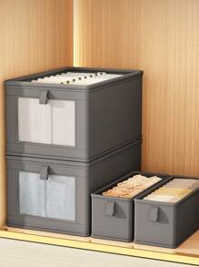 1 Piece Of Foldable Clothing And Blanket Storage Bag, Storage Box With Transparent Window And Handle, Reinforced Foldable Linen Storage Basket, Fabric Can Be Placed On The Window Wardrobe Storage Rack, Large Clothing Storage Box For Bedroom, Closet, Clothes And Blankets