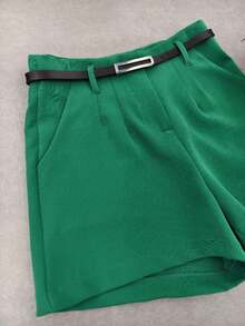 Tailored Shorts With Belt Women's Fashions - màu xanh lá - Xem 3