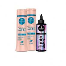 Haskell Original Shampoo/Cond Bendito Loiro 300ml + Máscara Lamelar - Azul - Visão 2