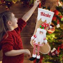 Personalized Christmas Stockings, Large, Custom Monogram Name Christmas Stockings In Santa Claus, Mrs. Claus, Perfect For Kids, Boys, Girls, Family, Customize Your Xmas Stockings For Fireplace Christmas Holiday Party Decoration Gifts Birthday Graduation