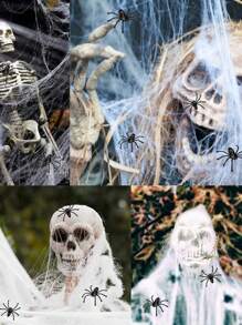 1/3/5/10Pcs Halloween Decorations Artificial Spider Web Super Stretch Cobwebs With Fake Spiders Scary Party Scene Decor Horror House Props Fall Autumn,Christmas