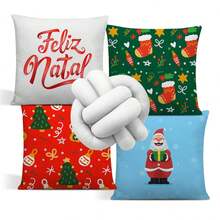 Kit 04 Pillow Covers With Beautiful Decorative Christmas Prints And 01 Luxury Christmas Knot Pillow - 無色 - 查看 2