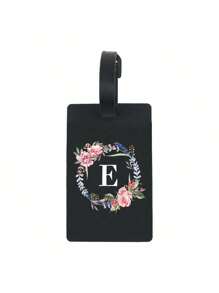 Etiqueta de bagagem com padrões florais e iniciais de 1 peça, etiqueta de identificação de bagagem de PVC, etiquetas de bagagem personalizadas para cruzeiros de carnaval, etiqueta de bagagem fofa para mala, etiqueta de identificação de bagagem, etiqueta de cartão de endereço, etiqueta portátil para mala, etiqueta para pendurar, essencial para viagens e saídas, itens essenciais para viagem, exercícios, material escolar, acampamento de férias, acessórios essenciais para férias, etiqueta de mala, bolsa para escola, acessórios escolares - Preto - Ver 22