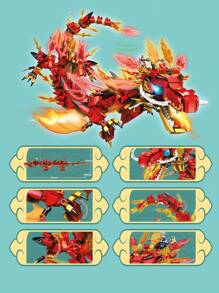 1 块积木龙系列塑料玩具模型礼物儿童冬季礼物 - 彩色 - 查看 2