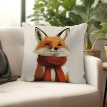 1 vỏ gối trang trí hình cáo đội khăn quàng đỏ, chất liệu nhung đào mềm mại, vỏ gối 45x45cm dùng cho gia đình, trang trí tiệc, quà tặng - Nhiều màu - Xem 1