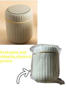 Mini Desktop Trash Can, Pedal-Operated Waste Paper Bin For Living Room, Bedroom, Car, Dining Room - White - View 8