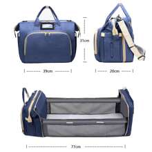 FELIN Portable Multifunctional Diaper Backpack, Large Capacity Waterproof Diaper Bag, Convertible Into Crib, Large Capacity Multifunctional, Multiple Compartments With Multiple Divisions - Blue - View 4